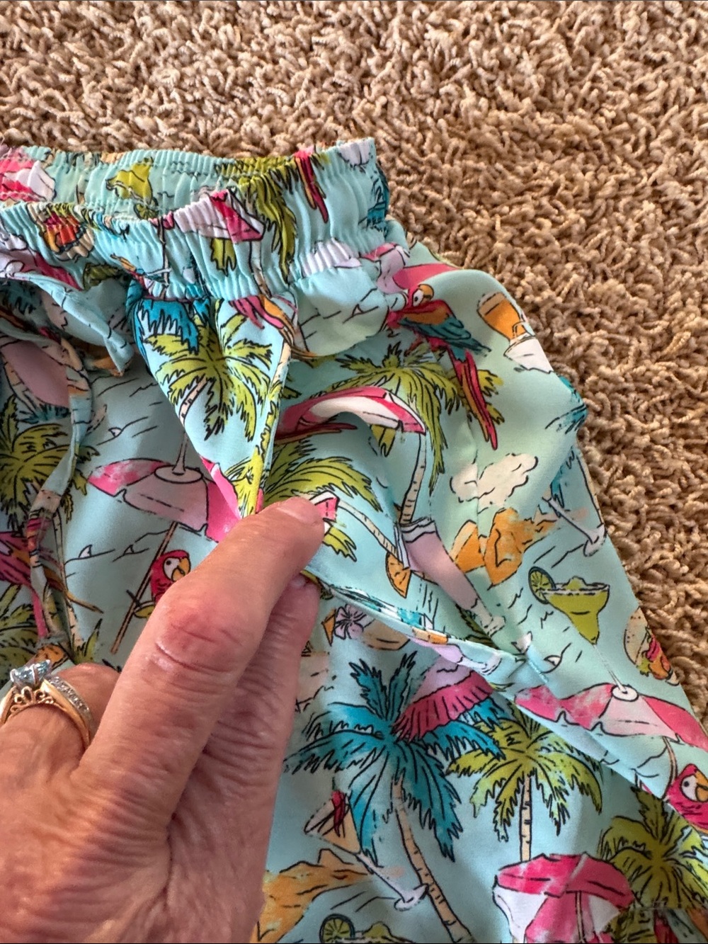 Kenny Flowers Aqua Tropical Print Ruffle High-Waist Shorts - Picture 3 of 6